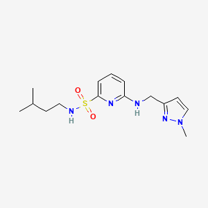 molecular formula C15H23N5O2S B7315043 N-(3-methylbutyl)-6-[(1-methylpyrazol-3-yl)methylamino]pyridine-2-sulfonamide 