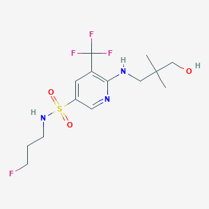 molecular formula C14H21F4N3O3S B7315188 N-(3-fluoropropyl)-6-[(3-hydroxy-2,2-dimethylpropyl)amino]-5-(trifluoromethyl)pyridine-3-sulfonamide 