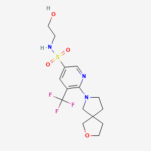 molecular formula C15H20F3N3O4S B7315213 N-(2-hydroxyethyl)-6-(2-oxa-7-azaspiro[4.4]nonan-7-yl)-5-(trifluoromethyl)pyridine-3-sulfonamide 
