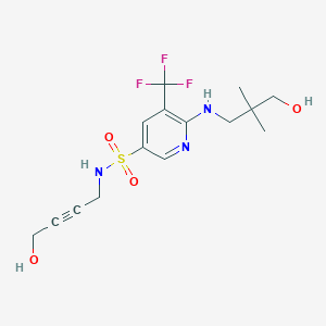 molecular formula C15H20F3N3O4S B7315214 N-(4-hydroxybut-2-ynyl)-6-[(3-hydroxy-2,2-dimethylpropyl)amino]-5-(trifluoromethyl)pyridine-3-sulfonamide 