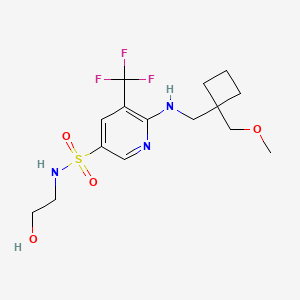 molecular formula C15H22F3N3O4S B7315215 N-(2-hydroxyethyl)-6-[[1-(methoxymethyl)cyclobutyl]methylamino]-5-(trifluoromethyl)pyridine-3-sulfonamide 