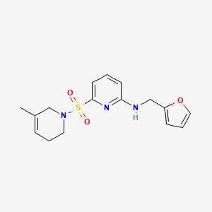 molecular formula C16H19N3O3S B7315279 N-(furan-2-ylmethyl)-6-[(5-methyl-3,6-dihydro-2H-pyridin-1-yl)sulfonyl]pyridin-2-amine 