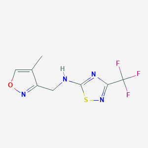 molecular formula C8H7F3N4OS B7315427 N-[(4-methyl-1,2-oxazol-3-yl)methyl]-3-(trifluoromethyl)-1,2,4-thiadiazol-5-amine 