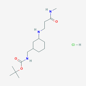 molecular formula C16H32ClN3O3 B7315434 tert-butyl N-[[3-[[3-(methylamino)-3-oxopropyl]amino]cyclohexyl]methyl]carbamate;hydrochloride 
