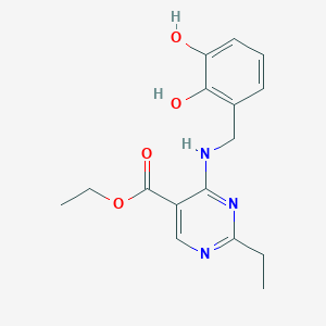 molecular formula C16H19N3O4 B7315505 Ethyl 4-[(2,3-dihydroxyphenyl)methylamino]-2-ethylpyrimidine-5-carboxylate 