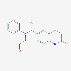 molecular formula C19H20N2O3 B7315602 N-(2-hydroxyethyl)-1-methyl-2-oxo-N-phenyl-3,4-dihydroquinoline-6-carboxamide 