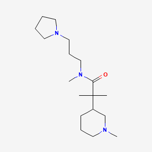 molecular formula C18H35N3O B7315784 N,2-dimethyl-2-(1-methylpiperidin-3-yl)-N-(3-pyrrolidin-1-ylpropyl)propanamide 
