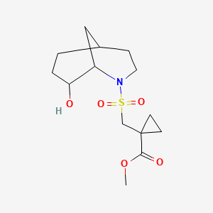 molecular formula C14H23NO5S B7315869 Methyl 1-[(8-hydroxy-2-azabicyclo[3.3.1]nonan-2-yl)sulfonylmethyl]cyclopropane-1-carboxylate 