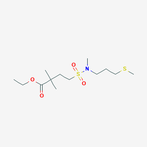 molecular formula C13H27NO4S2 B7315976 Ethyl 2,2-dimethyl-4-[methyl(3-methylsulfanylpropyl)sulfamoyl]butanoate 