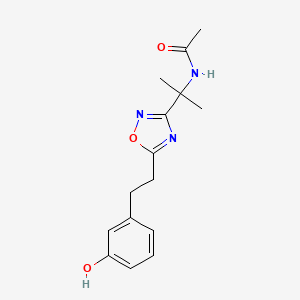 molecular formula C15H19N3O3 B7316007 N-[2-[5-[2-(3-hydroxyphenyl)ethyl]-1,2,4-oxadiazol-3-yl]propan-2-yl]acetamide 