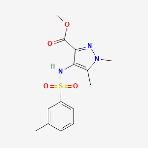 molecular formula C14H17N3O4S B7316048 Methyl 1,5-dimethyl-4-[(3-methylphenyl)sulfonylamino]pyrazole-3-carboxylate 