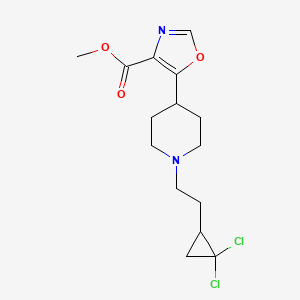 molecular formula C15H20Cl2N2O3 B7316097 Methyl 5-[1-[2-(2,2-dichlorocyclopropyl)ethyl]piperidin-4-yl]-1,3-oxazole-4-carboxylate 