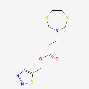 molecular formula C10H15N3O2S3 B7316202 Thiadiazol-5-ylmethyl 3-(1,5,3-dithiazepan-3-yl)propanoate 