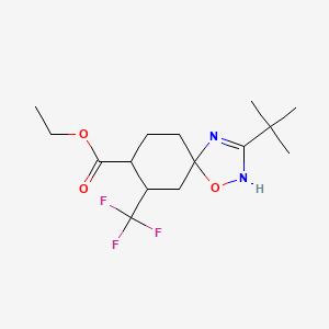 molecular formula C15H23F3N2O3 B7316241 Ethyl 3-tert-butyl-7-(trifluoromethyl)-1-oxa-2,4-diazaspiro[4.5]dec-3-ene-8-carboxylate 