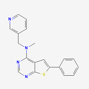 molecular formula C19H16N4S B7316302 N-methyl-6-phenyl-N-(pyridin-3-ylmethyl)thieno[2,3-d]pyrimidin-4-amine 