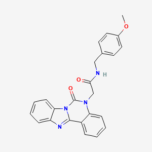 molecular formula C24H20N4O3 B7316537 N-[(4-methoxyphenyl)methyl]-2-(6-oxobenzimidazolo[1,2-c]quinazolin-5-yl)acetamide 