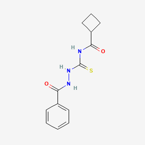 molecular formula C13H15N3O2S B7316580 N-(benzamidocarbamothioyl)cyclobutanecarboxamide 