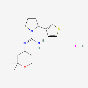 molecular formula C16H26IN3OS B7316674 N'-(2,2-dimethyloxan-4-yl)-2-thiophen-3-ylpyrrolidine-1-carboximidamide;hydroiodide 