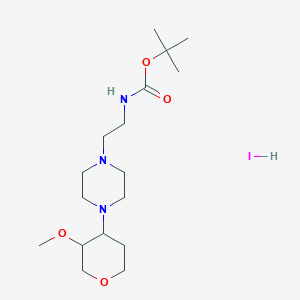 molecular formula C17H34IN3O4 B7316728 tert-butyl N-[2-[4-(3-methoxyoxan-4-yl)piperazin-1-yl]ethyl]carbamate;hydroiodide 