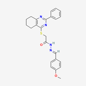 molecular formula C24H24N4O2S B7316938 N-[(E)-(4-methoxyphenyl)methylideneamino]-2-[(2-phenyl-5,6,7,8-tetrahydroquinazolin-4-yl)sulfanyl]acetamide 