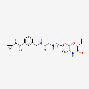 molecular formula C25H30N4O4 B7316972 N-cyclopropyl-3-[[[2-[1-(2-ethyl-3-oxo-4H-1,4-benzoxazin-7-yl)ethylamino]acetyl]amino]methyl]benzamide 