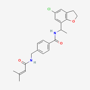 molecular formula C23H25ClN2O3 B7316986 N-[1-(5-chloro-2,3-dihydro-1-benzofuran-7-yl)ethyl]-4-[(3-methylbut-2-enoylamino)methyl]benzamide 