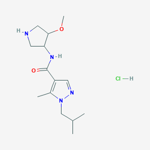 molecular formula C14H25ClN4O2 B7317087 N-(4-methoxypyrrolidin-3-yl)-5-methyl-1-(2-methylpropyl)pyrazole-4-carboxamide;hydrochloride 