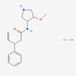 molecular formula C16H23ClN2O2 B7317105 N-(4-methoxypyrrolidin-3-yl)-3-phenylpent-4-enamide;hydrochloride 