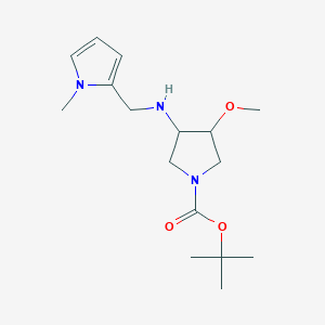 molecular formula C16H27N3O3 B7317126 Tert-butyl 3-methoxy-4-[(1-methylpyrrol-2-yl)methylamino]pyrrolidine-1-carboxylate 