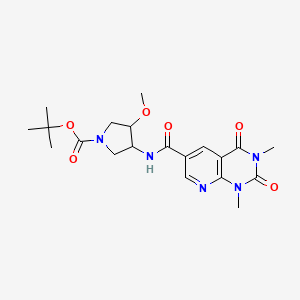 molecular formula C20H27N5O6 B7317135 Tert-butyl 3-[(1,3-dimethyl-2,4-dioxopyrido[2,3-d]pyrimidine-6-carbonyl)amino]-4-methoxypyrrolidine-1-carboxylate 