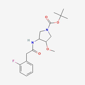molecular formula C18H25FN2O4 B7317147 Tert-butyl 3-[[2-(2-fluorophenyl)acetyl]amino]-4-methoxypyrrolidine-1-carboxylate 