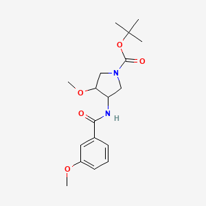 molecular formula C18H26N2O5 B7317159 Tert-butyl 3-methoxy-4-[(3-methoxybenzoyl)amino]pyrrolidine-1-carboxylate 