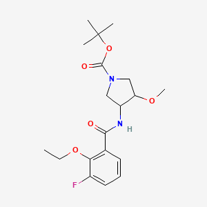 molecular formula C19H27FN2O5 B7317160 Tert-butyl 3-[(2-ethoxy-3-fluorobenzoyl)amino]-4-methoxypyrrolidine-1-carboxylate 