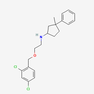 molecular formula C21H25Cl2NO B7317294 N-[2-[(2,4-dichlorophenyl)methoxy]ethyl]-3-methyl-3-phenylcyclopentan-1-amine 