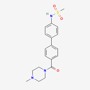 molecular formula C19H23N3O3S B7317300 N-[4-[4-(4-methylpiperazine-1-carbonyl)phenyl]phenyl]methanesulfonamide 