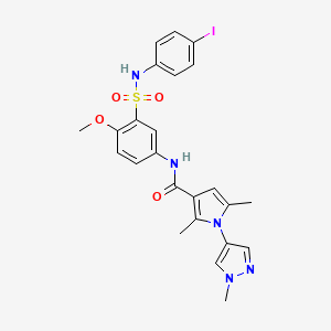 molecular formula C24H24IN5O4S B7317388 N-[3-[(4-iodophenyl)sulfamoyl]-4-methoxyphenyl]-2,5-dimethyl-1-(1-methylpyrazol-4-yl)pyrrole-3-carboxamide 