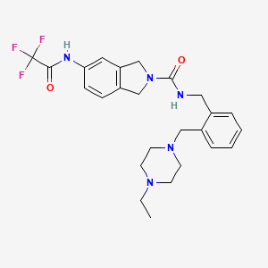 molecular formula C25H30F3N5O2 B7317401 N-[[2-[(4-ethylpiperazin-1-yl)methyl]phenyl]methyl]-5-[(2,2,2-trifluoroacetyl)amino]-1,3-dihydroisoindole-2-carboxamide 