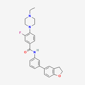 molecular formula C27H28FN3O2 B7317408 N-[3-(2,3-dihydro-1-benzofuran-5-yl)phenyl]-4-(4-ethylpiperazin-1-yl)-3-fluorobenzamide 