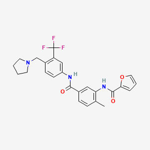molecular formula C25H24F3N3O3 B7317426 N-[2-methyl-5-[[4-(pyrrolidin-1-ylmethyl)-3-(trifluoromethyl)phenyl]carbamoyl]phenyl]furan-2-carboxamide 