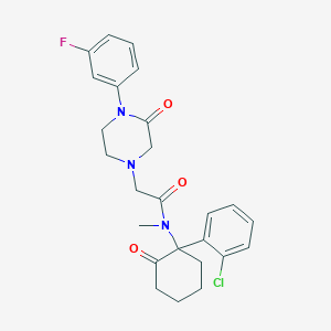 molecular formula C25H27ClFN3O3 B7317481 N-[1-(2-chlorophenyl)-2-oxocyclohexyl]-2-[4-(3-fluorophenyl)-3-oxopiperazin-1-yl]-N-methylacetamide 