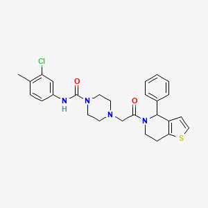 molecular formula C27H29ClN4O2S B7317609 N-(3-chloro-4-methylphenyl)-4-[2-oxo-2-(4-phenyl-6,7-dihydro-4H-thieno[3,2-c]pyridin-5-yl)ethyl]piperazine-1-carboxamide 