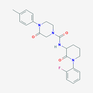 molecular formula C23H25FN4O3 B7317612 N-[1-(2-fluorophenyl)-2-oxopiperidin-3-yl]-4-(4-methylphenyl)-3-oxopiperazine-1-carboxamide 