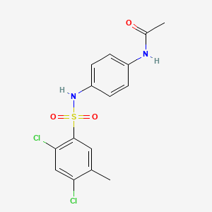 molecular formula C15H14Cl2N2O3S B7317713 N-(4-{[(2,4-dichloro-5-methylphenyl)sulfonyl]amino}phenyl)acetamide 