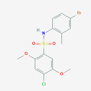 molecular formula C15H15BrClNO4S B7317789 N-(4-bromo-2-methylphenyl)-4-chloro-2,5-dimethoxybenzene-1-sulfonamide 