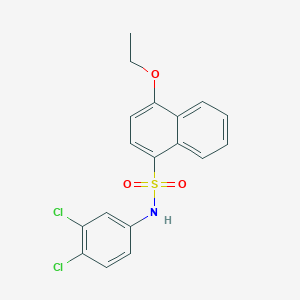 molecular formula C18H15Cl2NO3S B7317839 N-(3,4-dichlorophenyl)-4-ethoxynaphthalene-1-sulfonamide 