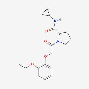 molecular formula C18H24N2O4 B7317862 N-cyclopropyl-1-[2-(2-ethoxyphenoxy)acetyl]pyrrolidine-2-carboxamide 