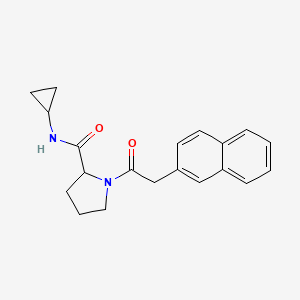 molecular formula C20H22N2O2 B7317878 N-cyclopropyl-1-(2-naphthalen-2-ylacetyl)pyrrolidine-2-carboxamide 