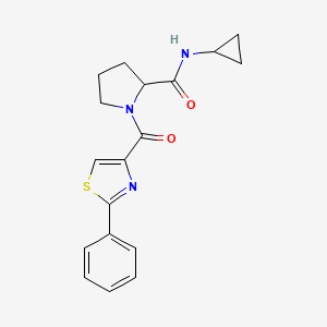 molecular formula C18H19N3O2S B7317886 N-cyclopropyl-1-(2-phenyl-1,3-thiazole-4-carbonyl)pyrrolidine-2-carboxamide 
