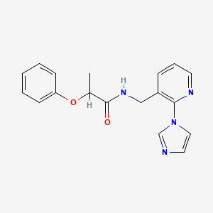 molecular formula C18H18N4O2 B7317895 N-[(2-imidazol-1-ylpyridin-3-yl)methyl]-2-phenoxypropanamide 