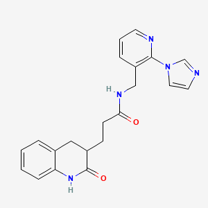 molecular formula C21H21N5O2 B7317926 N-[(2-imidazol-1-ylpyridin-3-yl)methyl]-3-(2-oxo-3,4-dihydro-1H-quinolin-3-yl)propanamide 